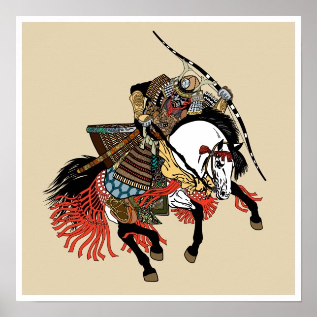 Japansk samurai horseman poster (Framsidan)