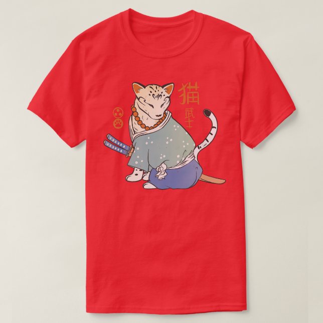 Japansk samurai-katt (2) t shirt (Design framsida)