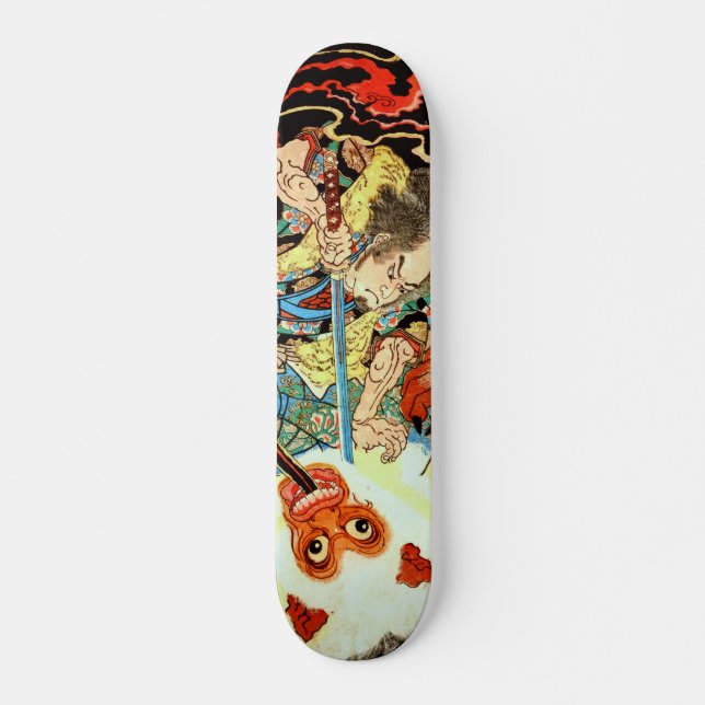 Japansk samurai mini skateboard bräda 18,5 cm (Framsida)
