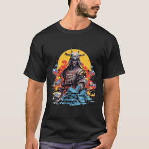 Japansk samurai Porträtt Warrior Tradition Art T Shirt