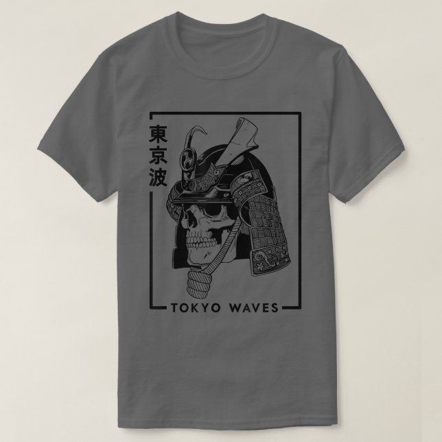 Japansk samurai Skull, ritad med minimalistisk jap T Shirt (Design framsida)