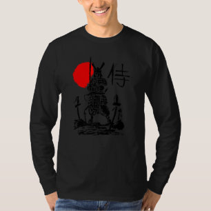 Japansk Samurai Sword Warrior Minimal Abstrakt T Shirt