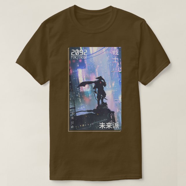 Japansk samurai Warrior Aesthetic Futurist Video  T Shirt (Design framsida)