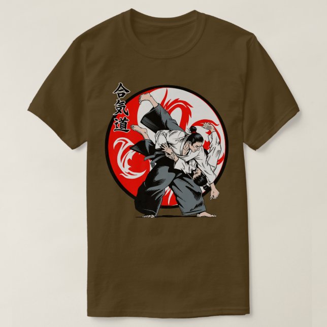 Japansk samurai Warrior Aikido Japan Calligraphy  T Shirt (Design framsida)