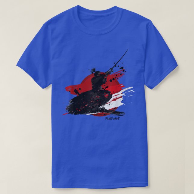 Japansk Samurai Warrior Katana-attack T Shirt (Design framsida)