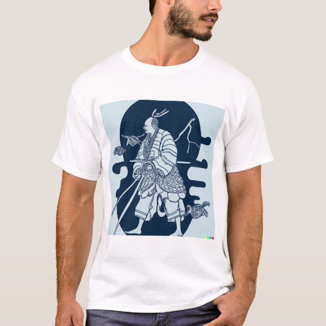Japansk samurai Warrior Original Artwork T Shirt (Framsida)