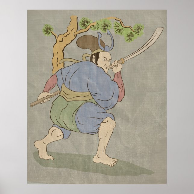 Japansk samuraikrigare katana-svärd poster (Framsidan)