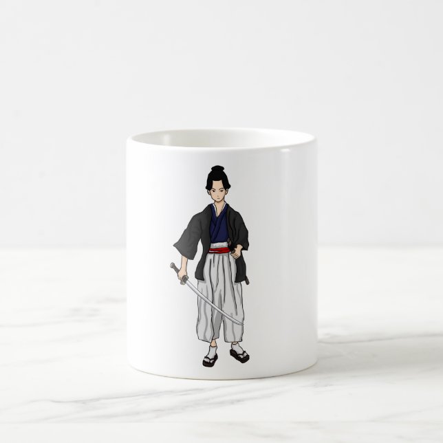 Japansk Samuraikrigare med det Katana svärd Kaffemugg (Center)