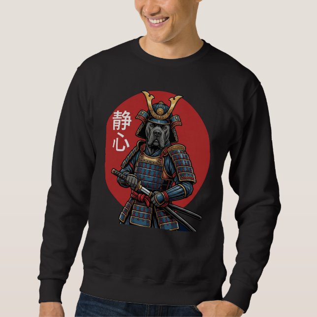 Japansk Samuraj Cane Corso Tröja, Ukiyo-e Hundkons Lång Ärmad Tröja (Framsida)