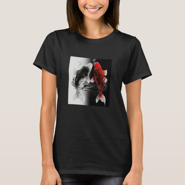 Japansk Samuraj Estetisk Koi Fisk T Shirt (Framsida)