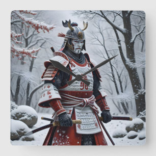 Japansk Samuraj fyrkantig väggklocka