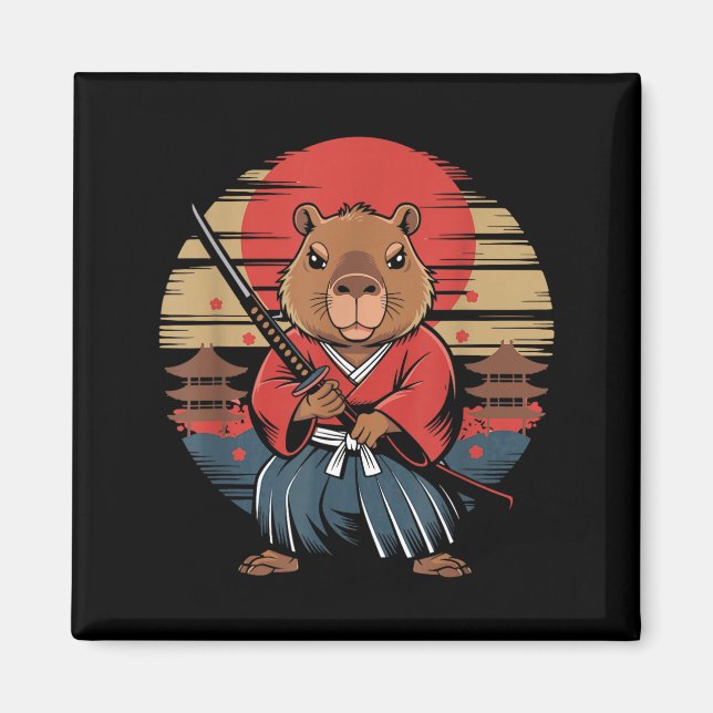 Japansk Samuraj Kapybara Magnet (Framsidan)