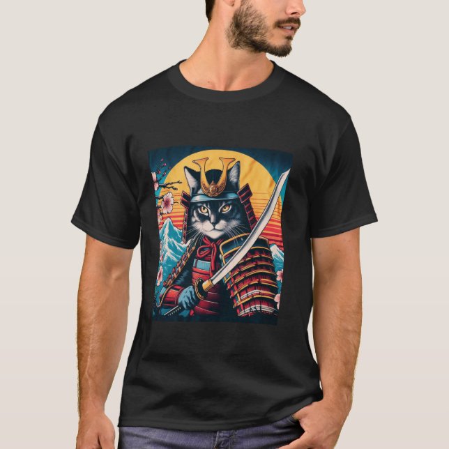 Japansk Samuraj Katt Ninja Katt  1 T Shirt (Framsida)