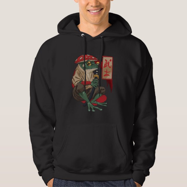 Japansk Samuraj Krigare Groda Estetisk Svamp H Hoodie (Framsida)