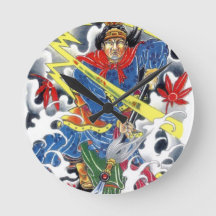 Japansk Samuraj med spjuttatatuering design