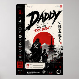 Japansk Samuraj Pappa Anime Vägg Poster