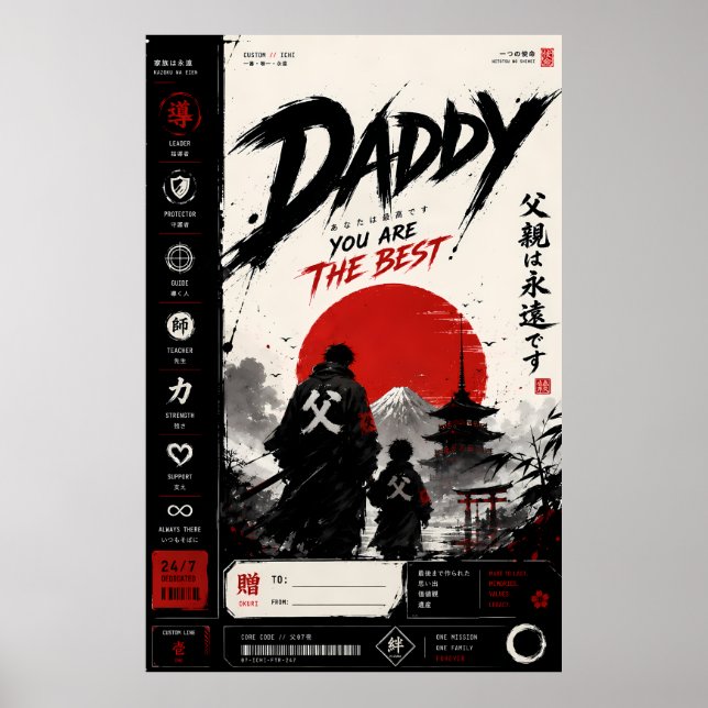 Japansk Samuraj Pappa Anime Vägg Poster (Framsidan)
