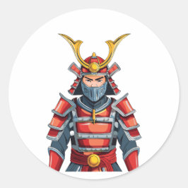 Japansk samuraj runt klistermärke