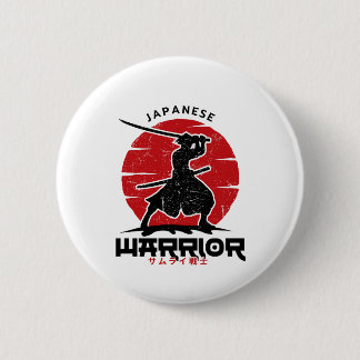 Japansk Samuraj Siluett Kudd Knapp