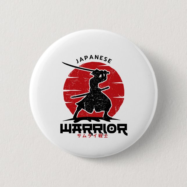 Japansk Samuraj Siluett Kudd Knapp (Framsida)