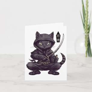 Japansk Samuraj Svart Katt Tatuering, Kawaii Ninja Kort