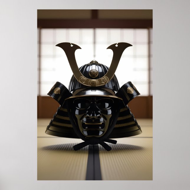 Japansk Samurajhjälm Poster (Framsidan)