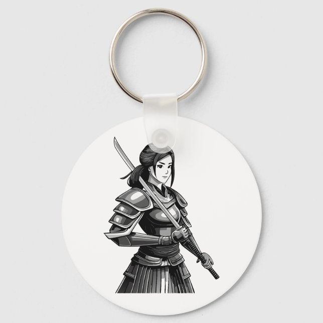 Japansk samurajkrigare - kvinna nyckelring (Framsida)