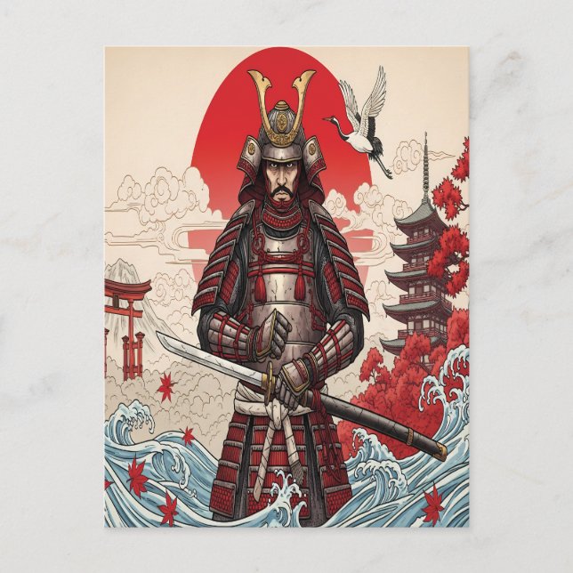 Japansk Samurajkrigare  Vykort (Framsida)