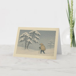 Japansk scen i Snö - julkort Helgkort