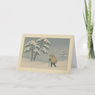 Japansk scen i Snö - julkort Helgkort