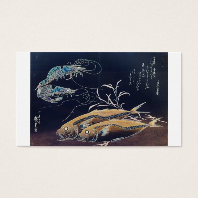 Japansk Sea Life Painting Circa 1800-tal Visitkort (Framsidan)