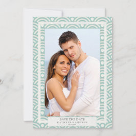 Japansk Seigaiha bröllop Save The Date Platt Foto Inbjudningar