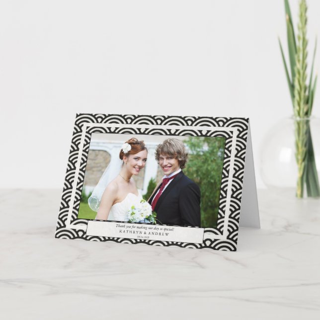 Japansk Seigaiha Bröllop Tack/Anpassningsbar Text Tack Kort (Framsida)