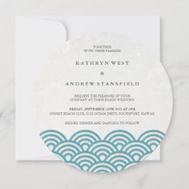 Japansk Seigaiha Vågar Elegant Beach Wedding Inbjudningar