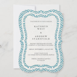 Japansk Seigaiha Vågar Elegant Beach Wedding Inbjudningar