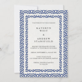 Japansk Seigaiha Vågar Elegant Beach Wedding Inbjudningar