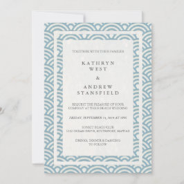 Japansk Seigaiha Vågar Elegant Beach Wedding Inbjudningar