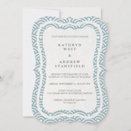 Japansk Seigaiha Vågar Elegant Beach Wedding Inbjudningar