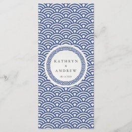 Japansk Seigaiha Vågar Elegant Beach Wedding Menu Meny