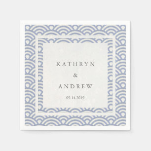 Japansk Seigaiha Vågar Elegant Soft Lila Pappersservett