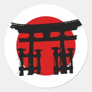 Japansk Shintorelikskrin Runt Klistermärke