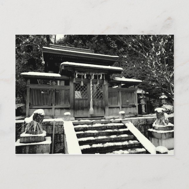Japansk shrine i Snö Vykort (Framsida)