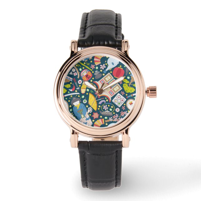 Japansk sjölös Mönster Armbandsur (Framsida)