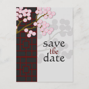 Japansk skärm och blommor Spara datum brevkort Meddelande Vykort