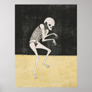 Japansk Skeleton Ukiyo-e Mörk Art Skriv ut Poster