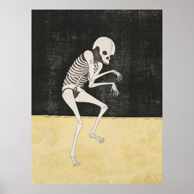 Japansk Skeleton Ukiyo-e Mörk Art Skriv ut Poster (Framsidan)