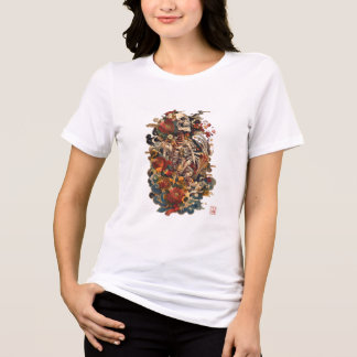 Japansk Skelettkonst | Gotisk Blommig Dödskalle T Shirt