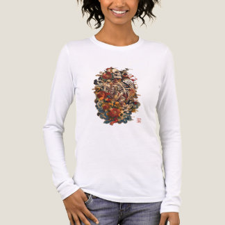 Japansk Skelettkonst | Gotisk Blommig Dödskalle T Shirt
