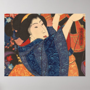 Japansk skönhet luftar färgglada plagg poster
