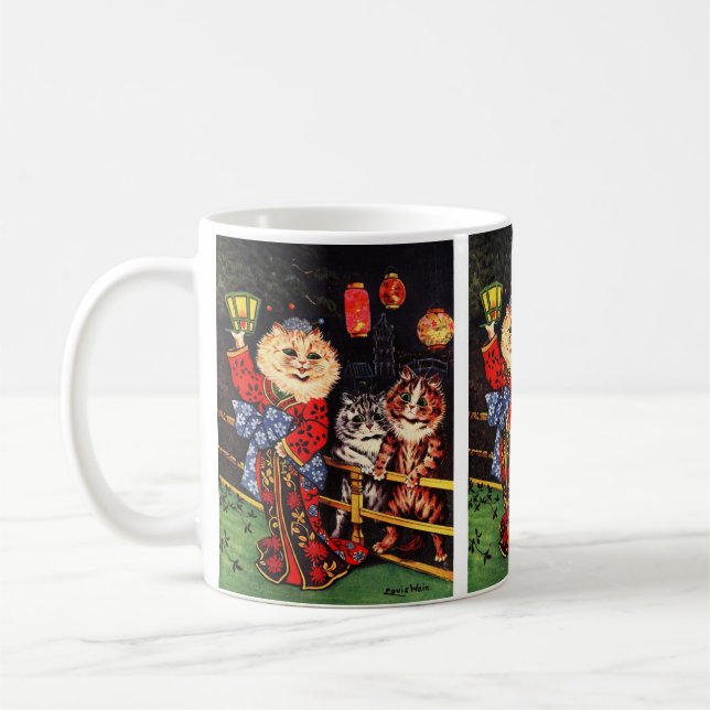 Japansk skönhetskat av Louis Wain Kaffemugg (Vänster)